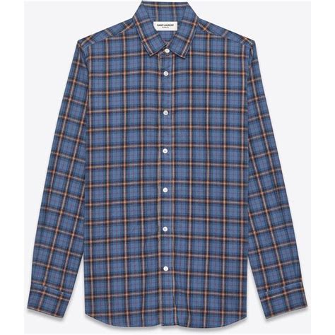 ysl mens casual checked shirts|yves st laurent men's shirt.